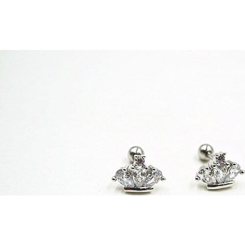 Free Shippment 50PCS Body jewelry CZ Ear Stud Tragus/Helix Bar/Stud/Earring Stainless Steel Prong set