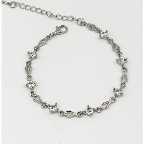 925 Sterling Silver Crystal Zircon Bracelets For Women Rhombus Link Joint Chain Zircon Bracelet Adjustable Chain Gift Jewelry