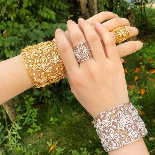 Kellybola Jewelry Fashion Shiny High Quality Full Cubic Zirconia Bracelet Ring Set Bride Wedding Anniversary Party Accessories