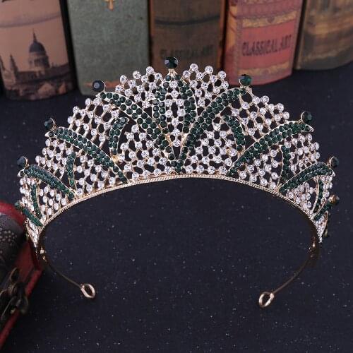 DIEZI Baroque Luxury Gold Silver Color Crown Bridal Wedding Hair Accessories Gift Crystal Crowns Tiaras Diadem Girls Headbands