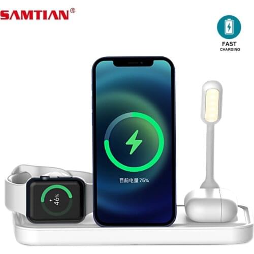 SAMTIAN Fast Charging Station Dock 15 W Wireless Charger Stand 3 in 1 for Samsung Apple Watch Airpod Pro Wireless Chargers