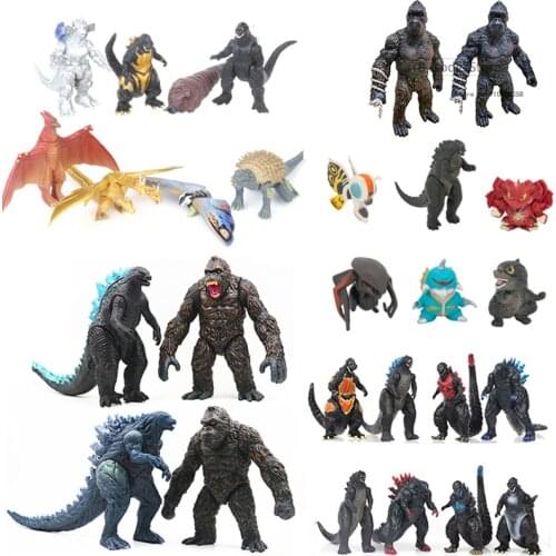 Godzilla VS King Kong Anime Figure Action Figurine Monster Q Version Statue Ornaments Model King Ghidrah Figma Toys For Children