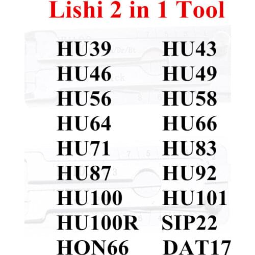 Lishi 2 in 1 Tool HU43 HU56 HU58 HU64 HU66 HU83 HU92 HU100 HU101 HU100R