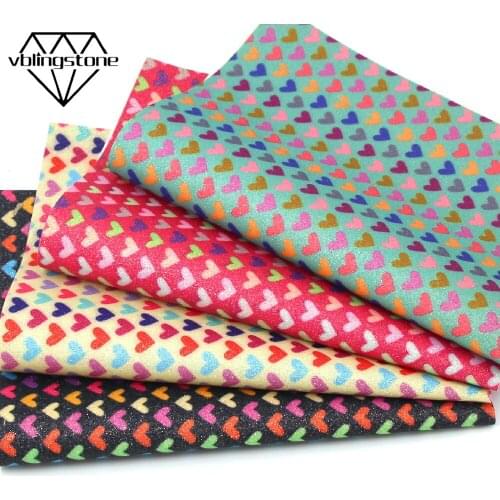 1Pcs 20X30cm A4 Size Synthetic Leather Glitter Print Faux Artificial Leather Fabric For Bow DIY Crafts Bags Shoes HairBow