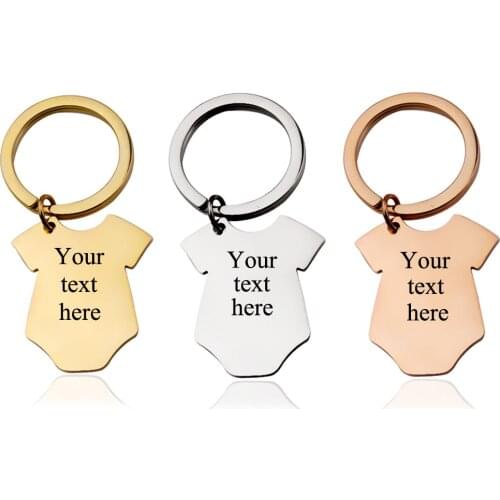 Custom Stainless Steel Clothes ID Tag Charm Keychain Mirror Polish For Engraving Couple Keyring Gifts