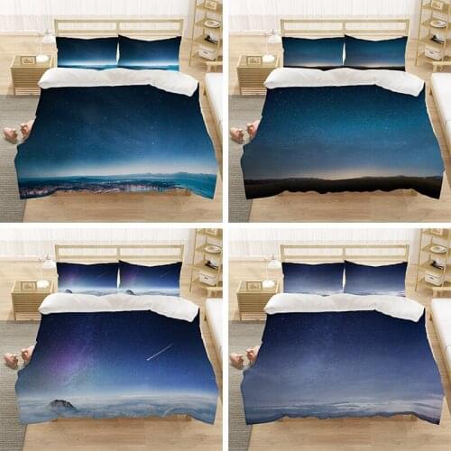 3D Starry Sky Bedding Set Kids Duvet Deep Blue Moon Star Night For Girls Boys Modern Design Children Decor Bedroom