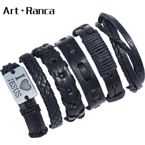 Popular Leather Bracelet punk bracelet for handmade bar men and women