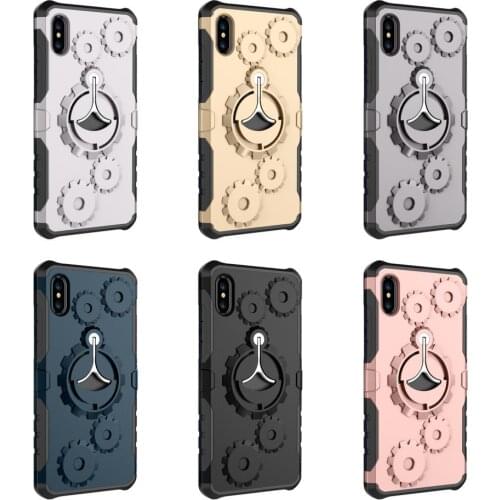 Creative Gear Bracket Mobile Phone Shell Non-slip Shockproof Full Protective Case for iPhone 8 Mobile Phone Case(with Armband)