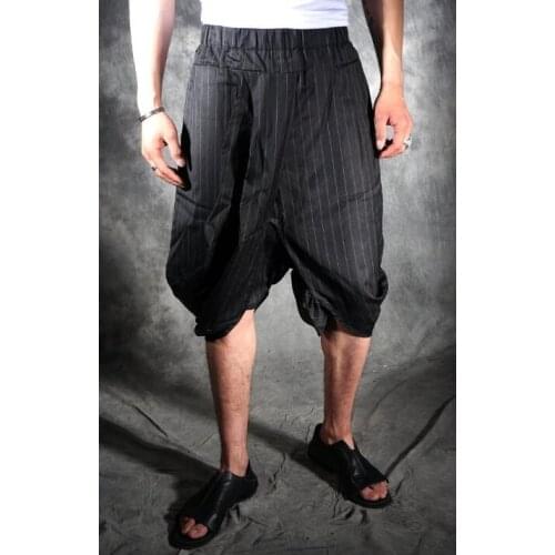 Summer personality stripe trousers mens slim pants casual harem pant mens feet trousers fashion pantalon homme street novelty