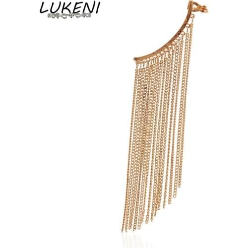 LUKENI Free Shipping 10pcs/Lot New Fashion Jewelry Punk Tassel Ear Cuff Clip Earrings without Piercing Earrings For Women CE007