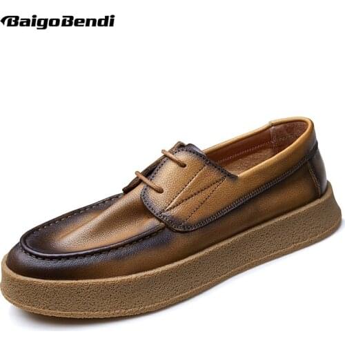 New Leather Mens Shoes Soft-soled British Style Man All-match Flat Heel Oxfords Boys Summer Casual Shoes