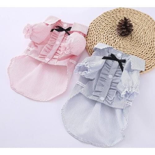 Soft Cotton Puppy Dog Clothes Summer Pet Dress for Small Dogs Cats Shih Tzu Sphinx Dresses Shirts Cat Dog T-shirt Skirt Clothing