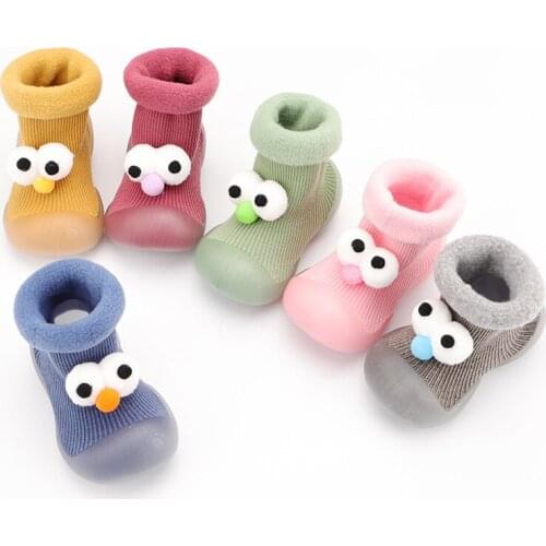 Baby Toddler Big eyes Floor Anti-Dropping Heel Kids Warm Socks Shoes 5Sizes 6Colors KeDing