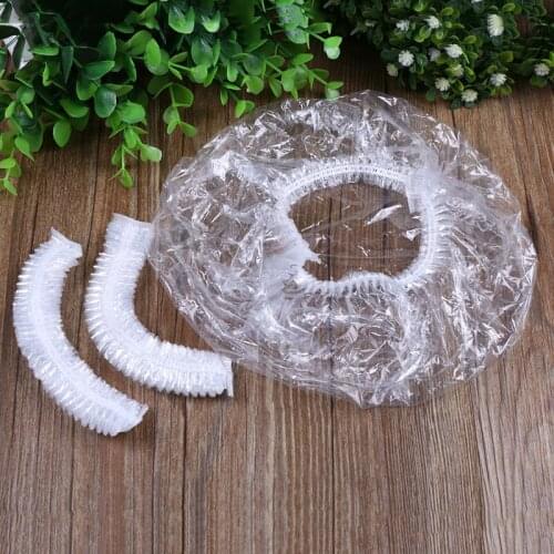 100pcs/lot Disposable Hat Clear Spa Hair Salon Hotel One-Off Bathing Elastic Shower Cap Salon Bathroom Products Bath Caps