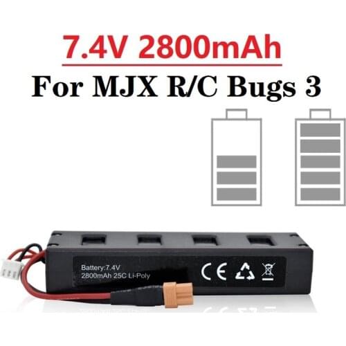 Original Battery For MJX R/C Bugs 3 7.4V 2800mah 25C Li-po Battery for MJX B3 RC Quadcopter Drone Spare Parts Accessories 1pcs