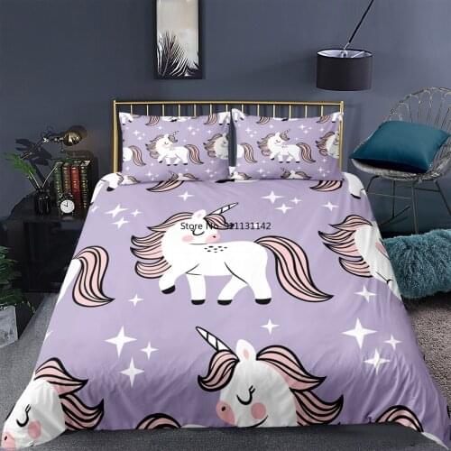 3D Unicorn Print Duvet Covers and Pillowcases Cartoon Childrens Bedroom Decor Home Textile EU/US /AU Sizes