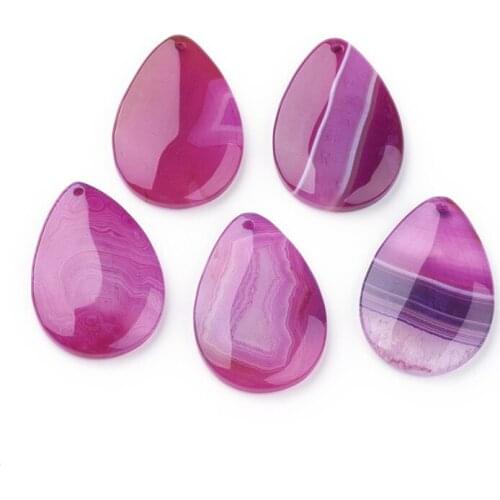 5pcs/lot Natural Dyed Striped Banded Drop Pendants Charms jewelry making 40~44.5x27.5~30x5~6.5mm, Hole: 2mm F80