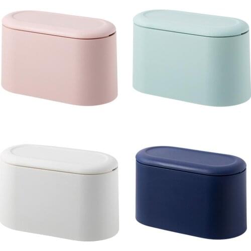 Simple Desktop Trash Bucket Mini Durable Storage Bucket Can Automatic Pop-up Lid For Dressing Tables Home Office Garbage Bucket