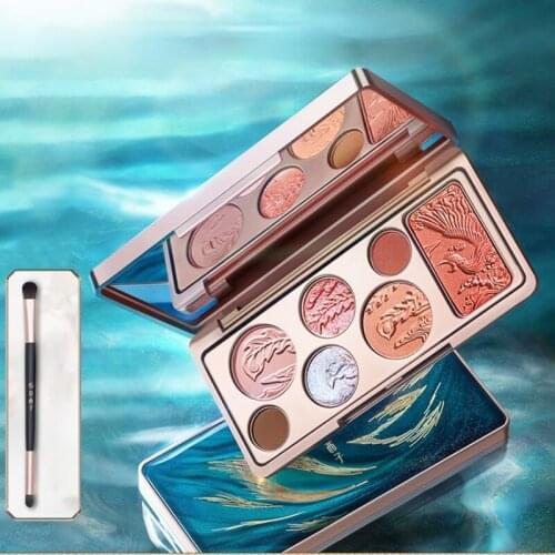 Seven-Color Rose Relief Makeup Palette/Carved Eye Shadow Plate High-Gloss Pearlescent Repair Blush Multi-Functional Palette