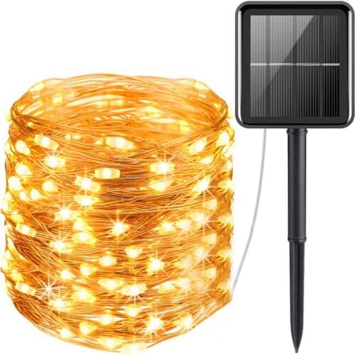 100M 1000 LED Solar String Lights Christmas Garland Light Outdoor Copper Wire Solar Fairy Light For Patio Garden Party