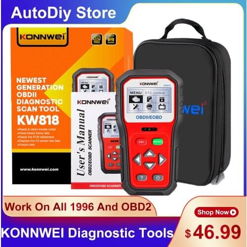 KONNWEI KW818 12V OBD2 Code Reader EOBD Auto Scanner Works On All 1996 And Later OBDII Vehicles Check Engine Multi-Languages