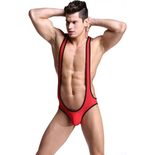 Sexy Mens Bodybuilding Wrestling Singlet Underwear Gay Erotic Lingerie Suspender Thong Shorts Leotard Vest Bodysuits S-L