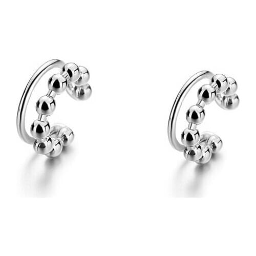 KISSLOVE Sweet Cool Style Small Round Bead Earring Double-Deck Peas Ear Cuff Clip on Earring For Girl Women No Ear Hole