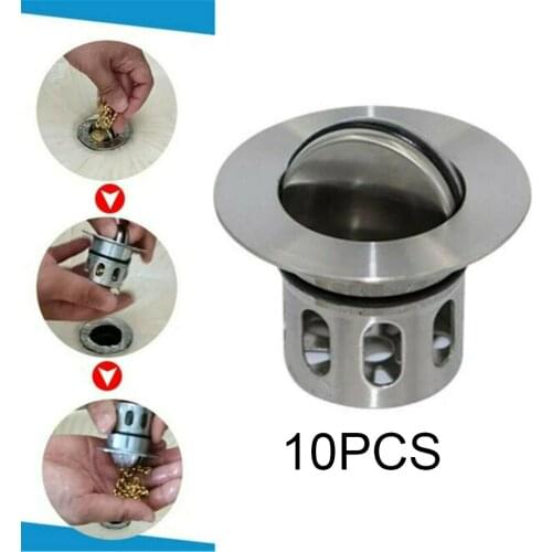 Drain Plug Wash Basin Sink Bathtub Pack of 10 Built-in Flap Basket Drain Filter Household Bathroom Drain Stopper Accessories