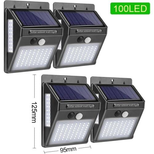 100 LED New Solar Light Outdoor Powered Waterproof Motion Sensor Street Light for Garden Decoration Sun Light Charging