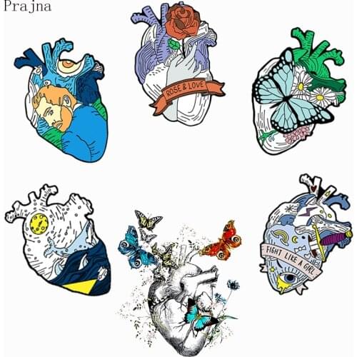 Prajna Thermal Stickers Iron on Transfer For Clothing Applique Punk Rock Patch Vinyl Heat Transfer Organs Anatomical Heart patch