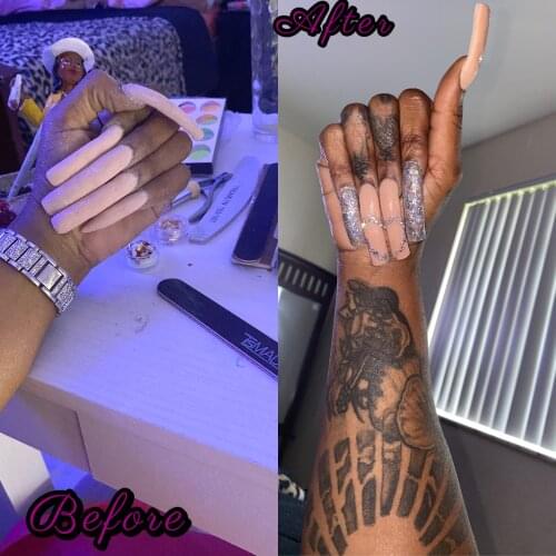 100pcs/Bag Extra-Long Fake Nail Tips Clear/Natural False Fake Manicure Acrylic Gel DIY Salon Finger Nail Manicure Set