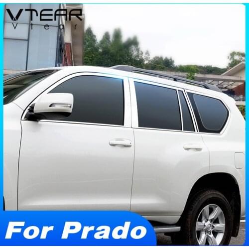 Vtear For Toyota LAND CRUISER Prado 150 Car Window Trim stainless steel accessories exterior decoration cover styling parts 2020