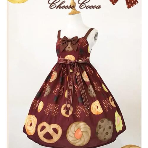 Japanese Kawaii Cookies JSK Lolita Dress Girl Jsk lolita bowknot high waist renaissance gothic dress tea party sweet lolita jsk