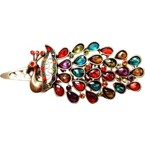 Peacock Hair jewerlry for Women wedding hair accessories Colorful Hairpin Ethic Hair Clip Unique Wedding Decoration