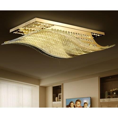 Golden Modern Crystal chandeliers Light LED Color and Remote Control Style RGB Glossy chandelier lamps Art for living room light