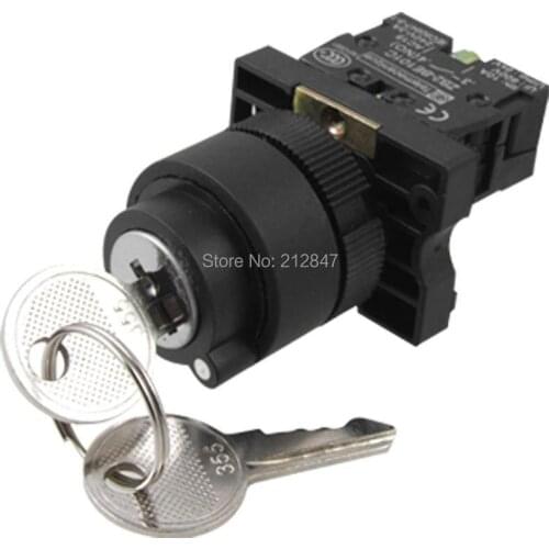 1 NO Normally Open Two 2 Position Rotary Key Lock Select Selector Switch