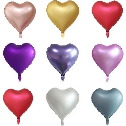 1pc 18inch Love Heart-Shaped Metal Matte Color Aluminum Foil Balloon Birthday Wedding Party Decoration Baby Shower Supplies