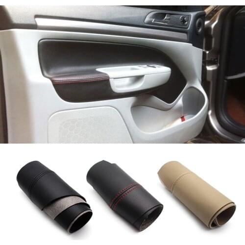 2pcs/set Door Panel Armrest Microfiber Leather Protective Cover Trim For Skoda Octavia 2007 2008 2009 2010 2011 2012 2013 2014