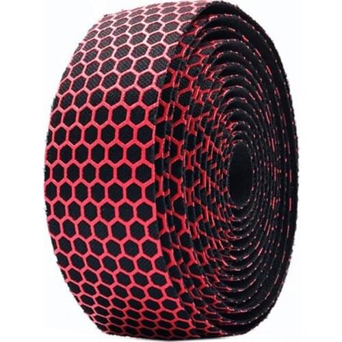 2Pcs Bike Honeycomb Design Handlebar Tapes Soft Breathable Belts with Bar Plugs
