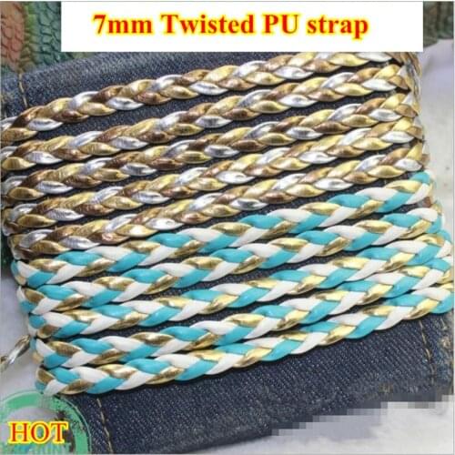 2 Colors PU strap 3ply Twisted 7mm Faux Leather Strip Belt DIY Accessories Bracelet Necklace free shipping 20m