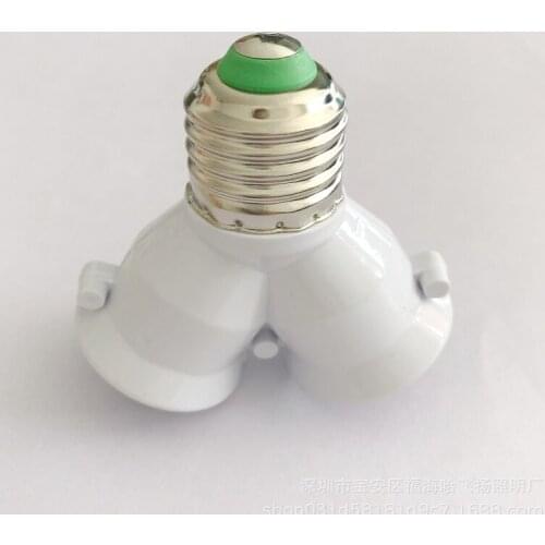 200Pcs White Color Fireproof Material Converter Socket Conversion Light Bulb Base E27 To 2 E27 Lamp Holder Converter