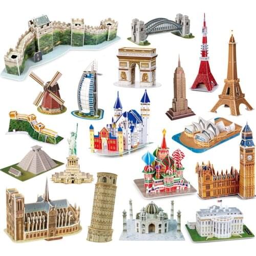 18 Styles 3D Architectural Puzzle Assembly Model World Famous Historical Building Jigsaw Interactive Educational Toy Game Gift