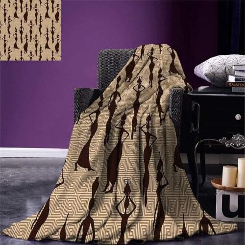 African Throw Blanket Modern Pattern with Primitive Effects and Ethno Stripes Backdrop Illustration Warm Microfiber Blanket