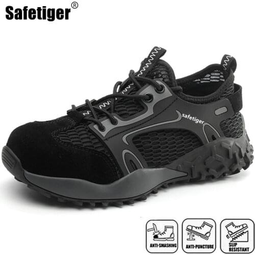 Men Safety Shoes With Steel Toe CE S3 Construction Work Boots Non-slip Puncture-Proof Safety Sneakers