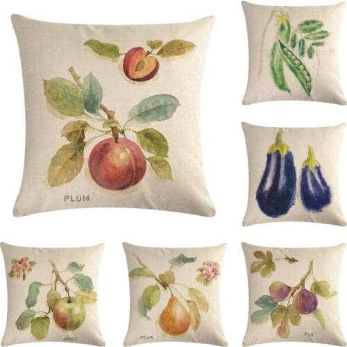 Vegetable and Fruit Pattern Pillow Case Simple Home Decoration watermelon pineapple Cotton Linen Square Cushion Cover 45x45 cm