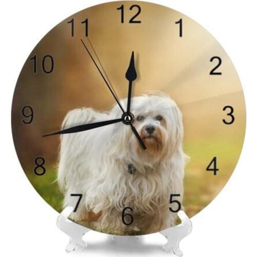Pet Dog Pattern Round Wall Clocks Decor Numeral Digital Dial Mute Silent Digital Clocks Battery Operated for Bedroom Living Room
