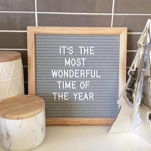 Home Decorative Board Oak Frame White Letters Symbols Numbers Characters Bag Felt Letter Board Sign Message Wedding Party Sign