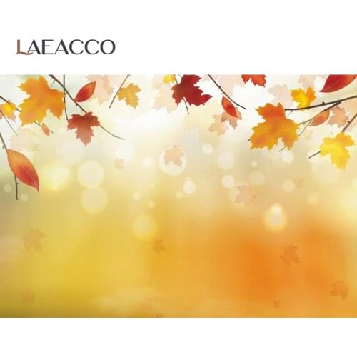 Laeacco Dreamy Yellow Fallen Maples Polka Dolts Light Bokeh Autumn Child Baby Photocall Scenic Photo Background Photo Backdrops