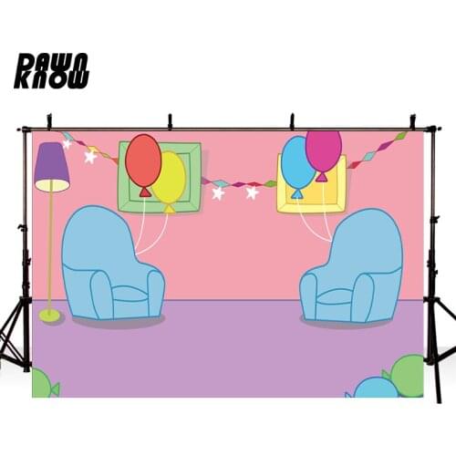 DAWNKNOW Customize Cartoon House Pig Sofa Photography Background Backdrop Photocall Children Baby Birthday Party Photo Studio