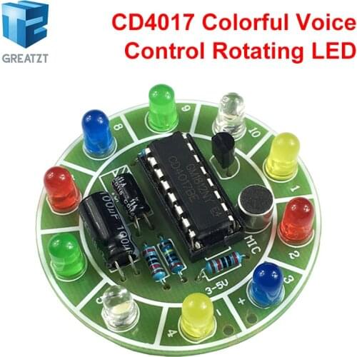 GREATZT CD4017 colorful voice control rotating LED light kit electronic manufacturing diy kit spare parts student Laboratory